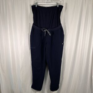 Figs Maternity Scrub Pants Women's XL Navy Blue Pull On Drawstring Cargo Pockets
